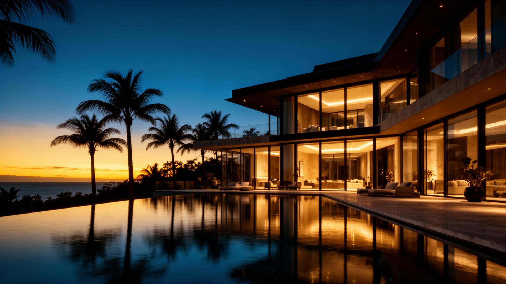 Luxury managed villa at twilight